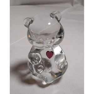 Fenton Clear Glass Bear with Birthstone Heart 3 & 1/4" Tall (5e7)